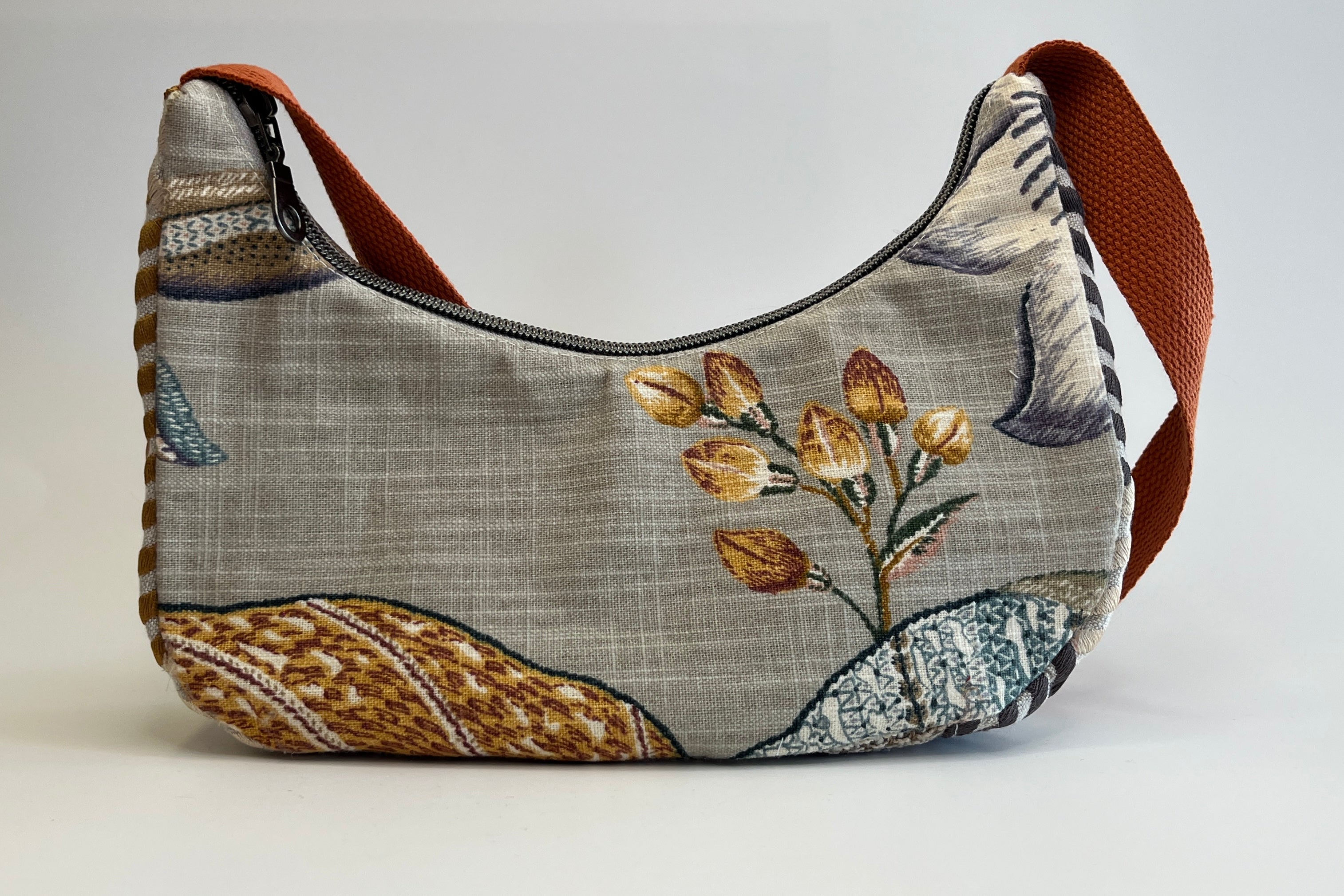 Sac baguette carreaux et fleurs