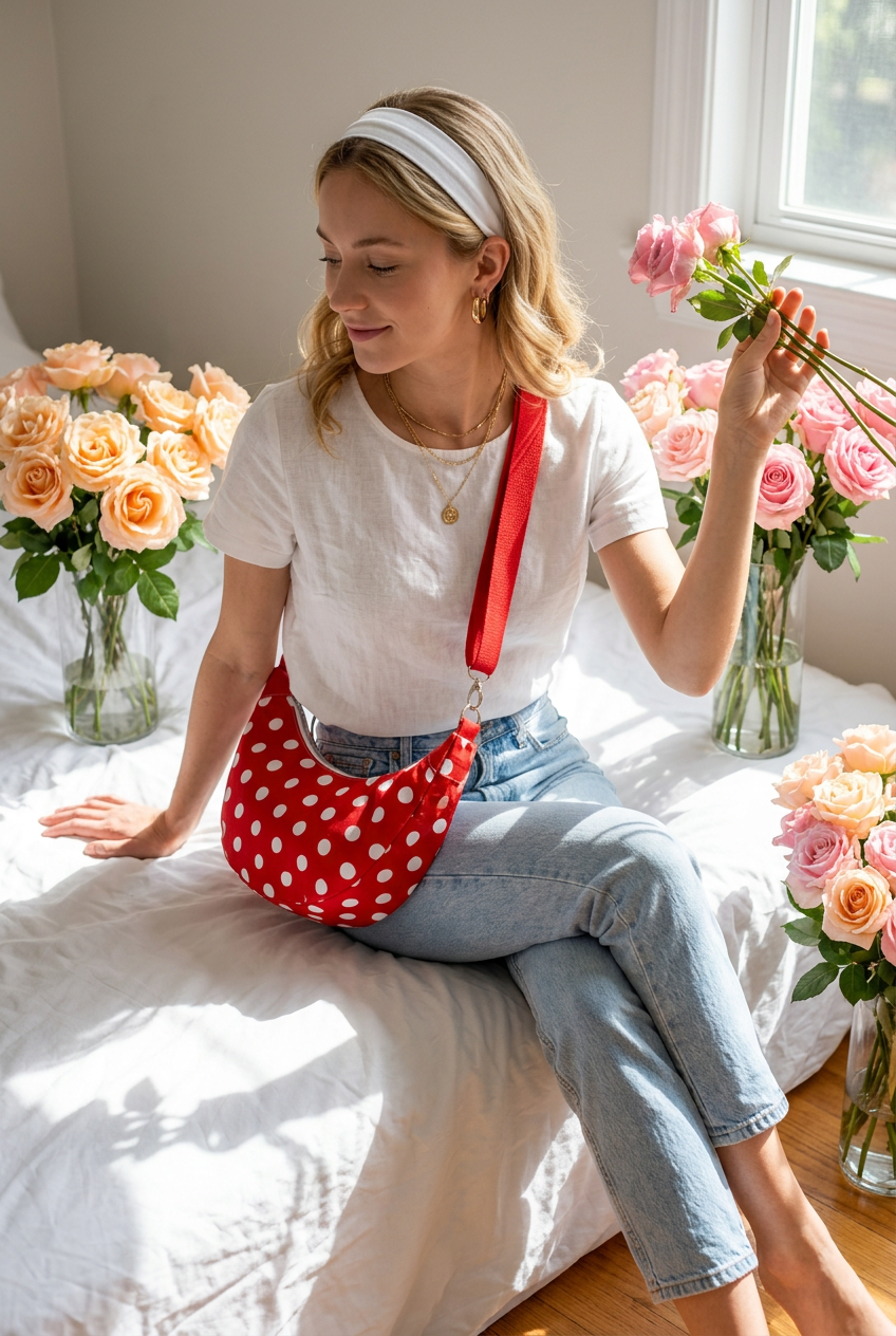 Sac demi-lune polka dots
