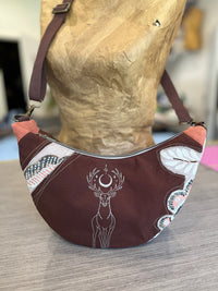 Sac demi-lune cerf et feuilles