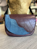 Sac à main rabat interchangeable aubergine