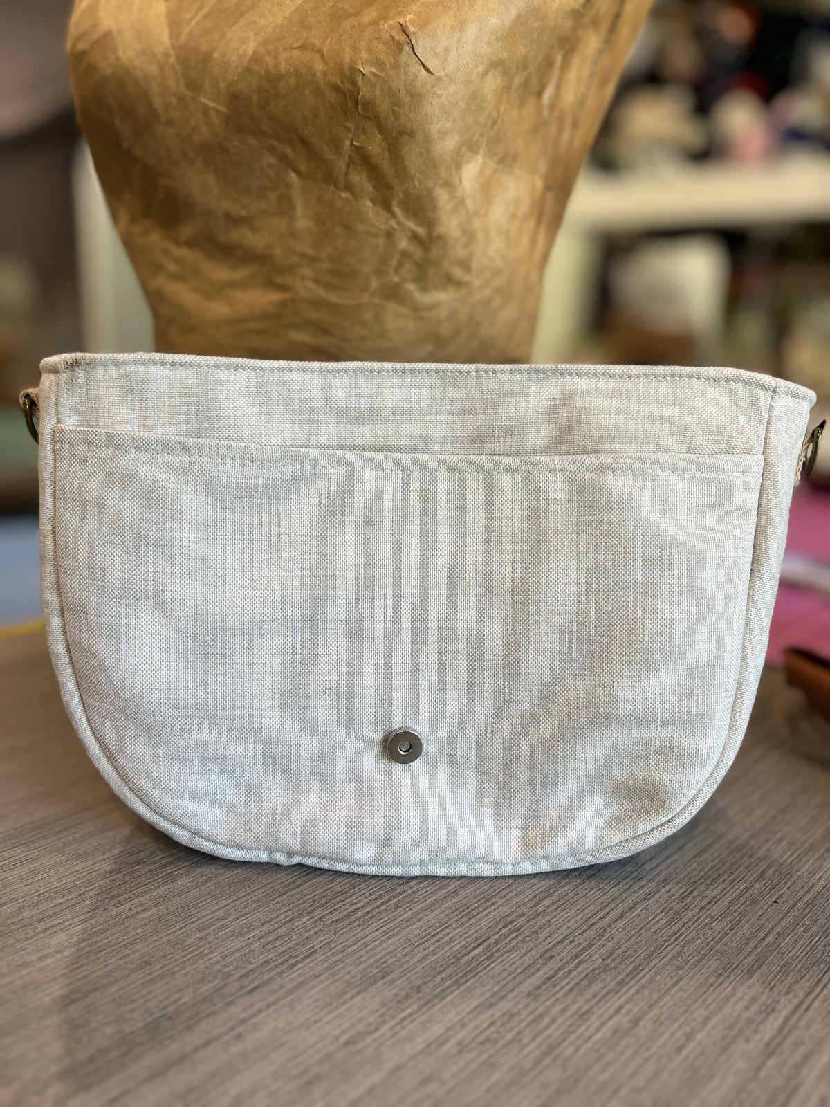 Sac à main rabat interchangeable crème