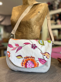 Sac à main rabat interchangeable crème
