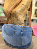 Sac à main rabat interchangeable jeans pâle