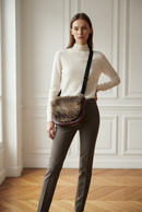 Sac à main rabat interchangeable aubergine