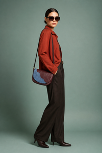 Sac à main rabat interchangeable aubergine