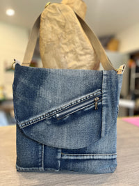Sac messager à rabat interchangeable jeans caractère