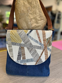 Sac messager à rabat interchangeable jeans foncé