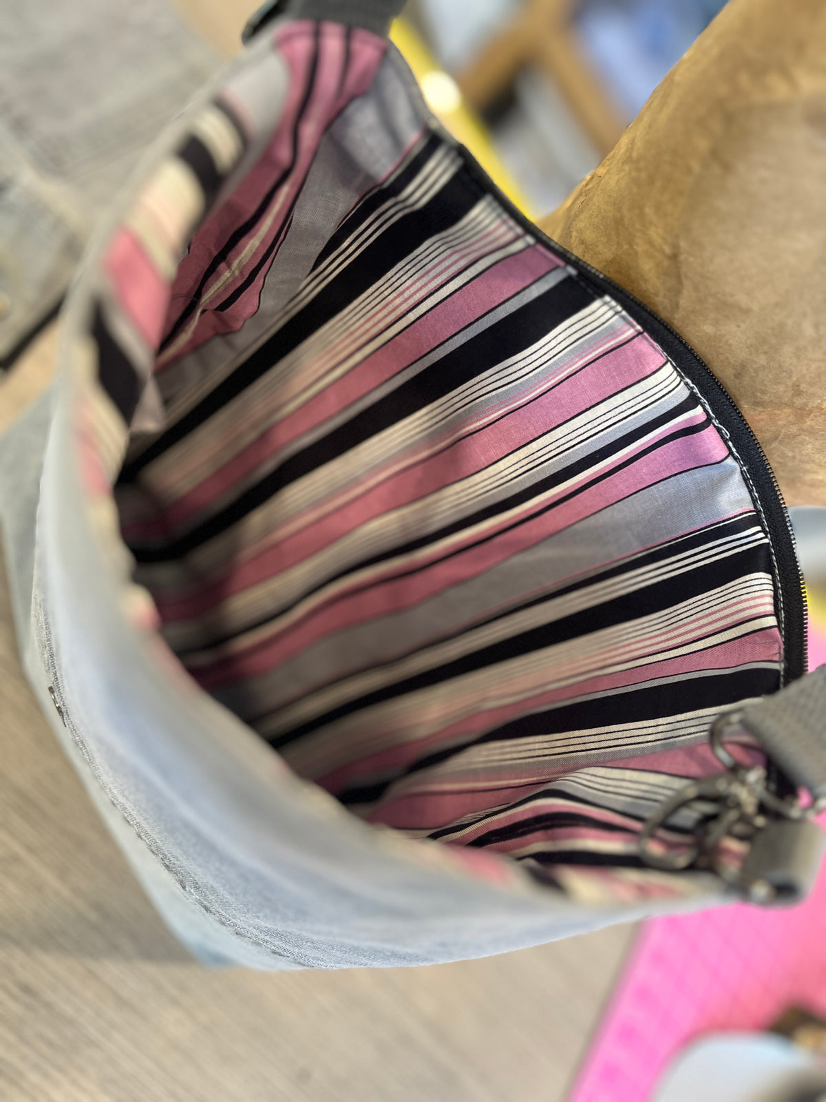 Sac messager à rababt interchangeable jeans gris