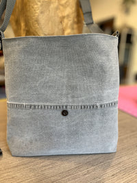 Sac messager à rababt interchangeable jeans gris