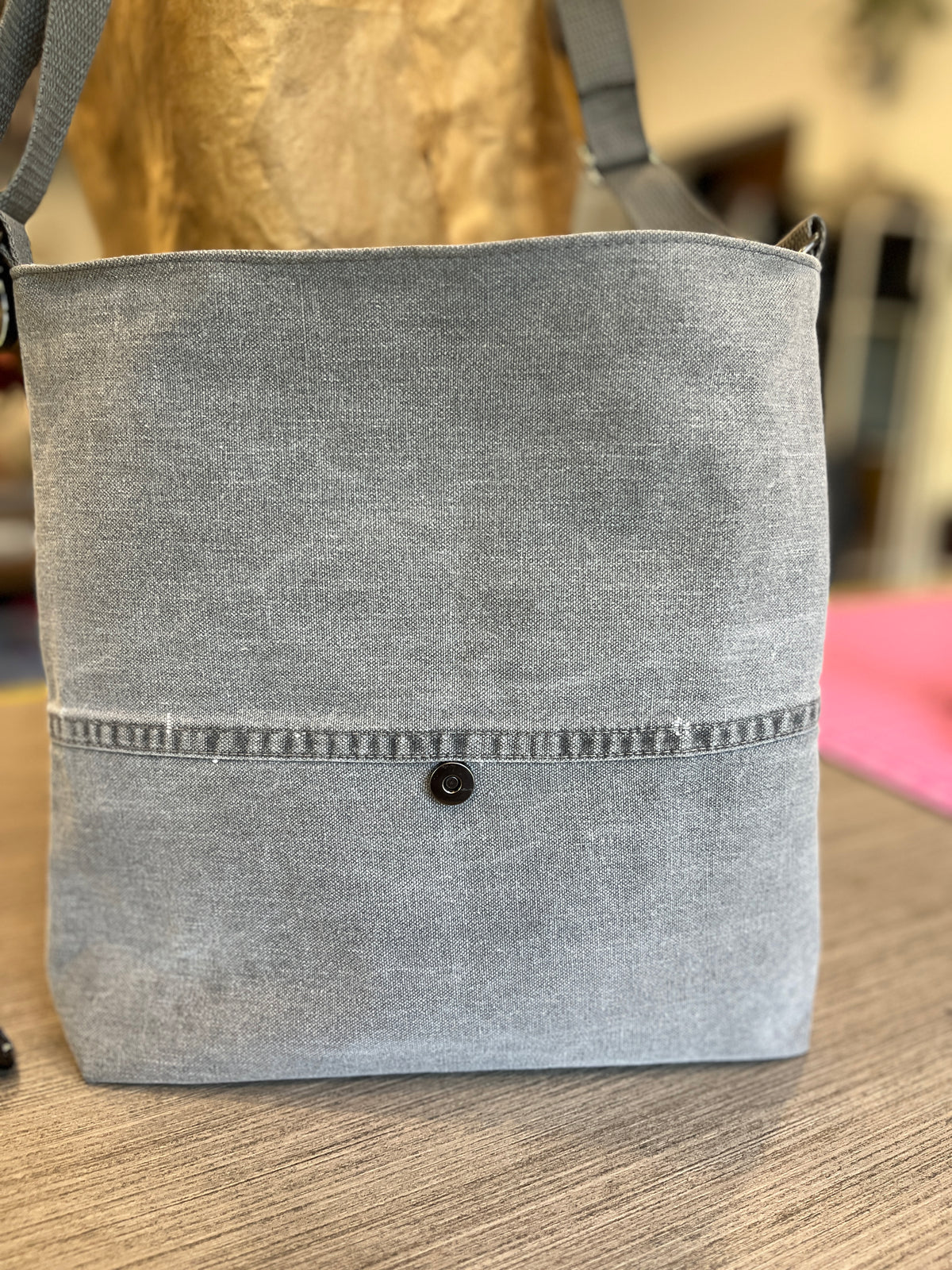 Sac messager à rababt interchangeable jeans gris