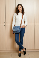 Sac à main rabat interchangeable jeans pâle