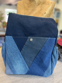 Sac à dos rabat interchangeables chevrons de jeans