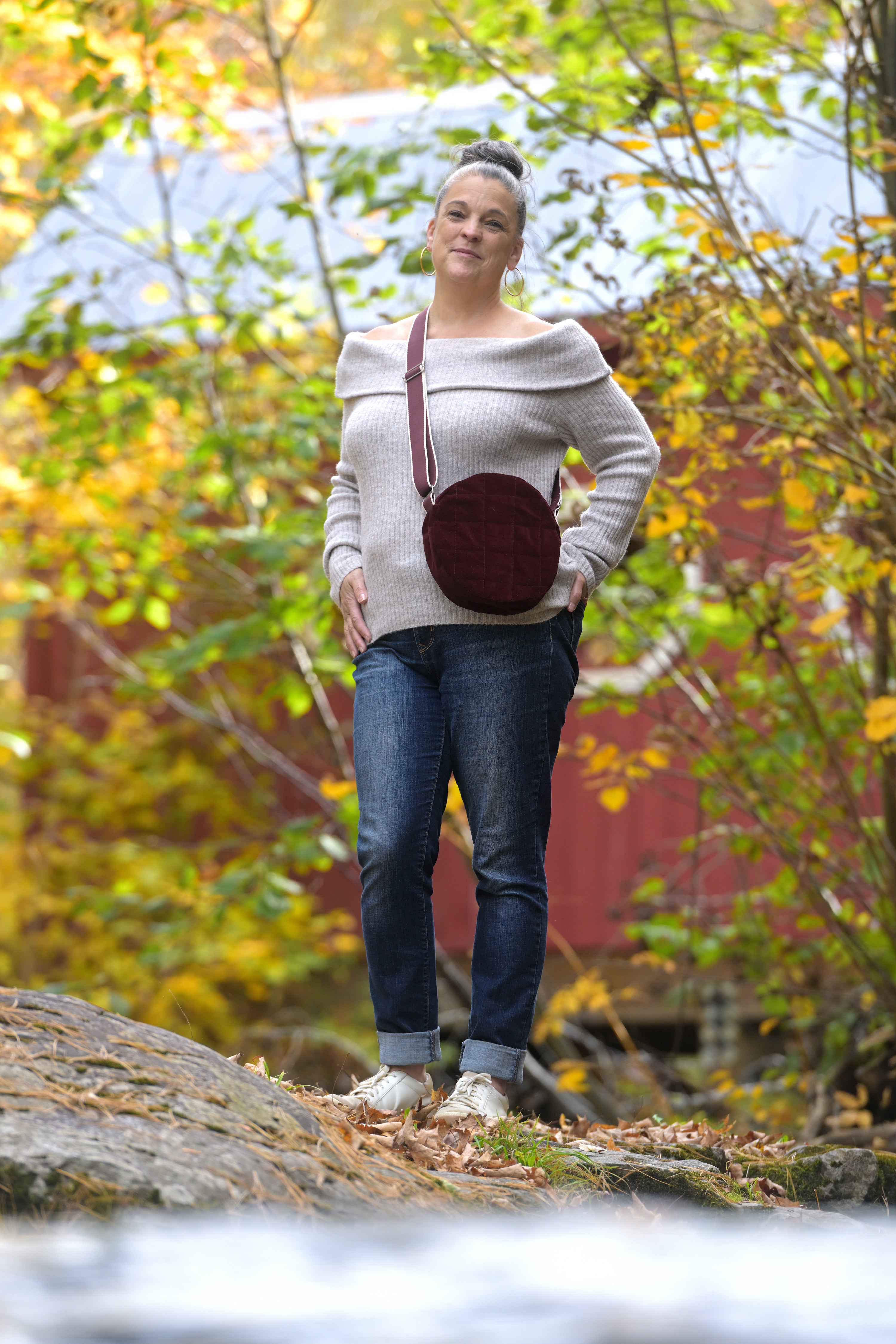 Sac rond velours matelassé